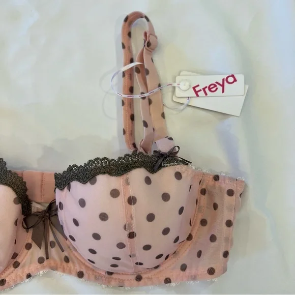 NEW NWT Freya Patsy Polka Dot Underwire Lined Half Cup Bra Ballet Pink Size 30D - Picture 6 of 14